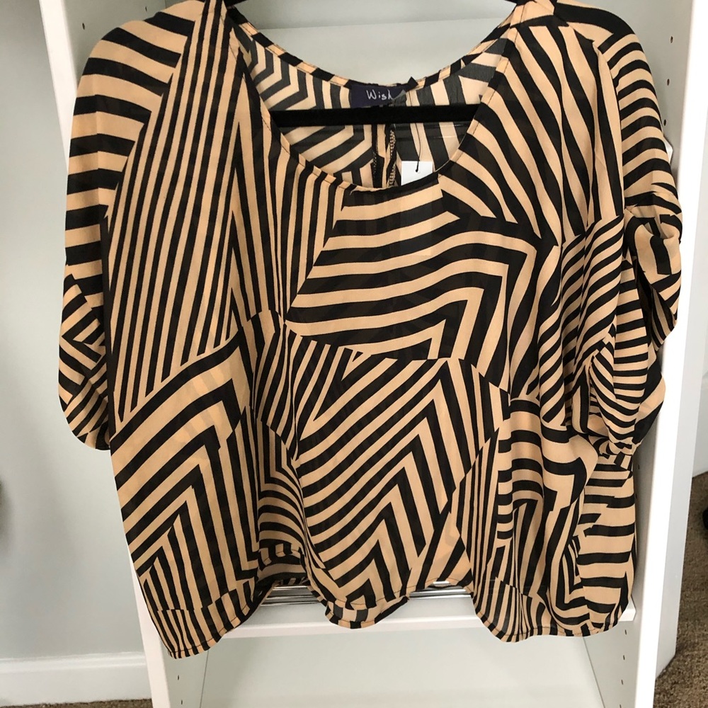 Brand new tan and black blouse